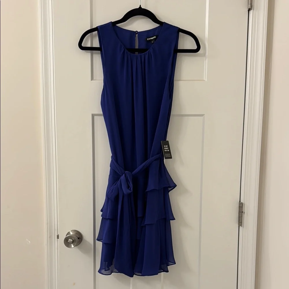 Express Blue Ruched Dress - Picture 1 of 6